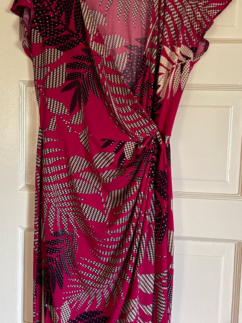 Maggy London leaf print wrap dress
